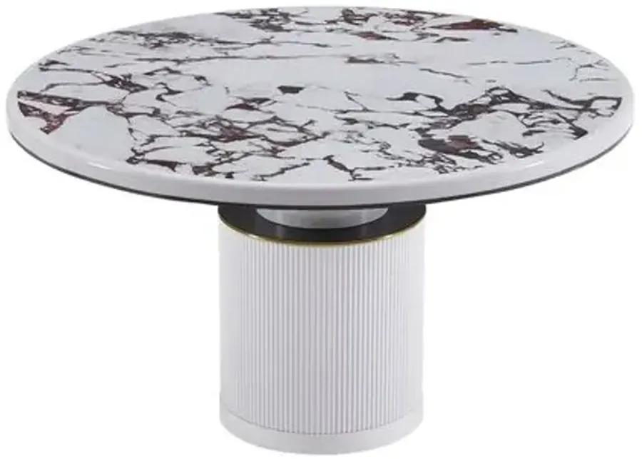 Cora Round Dining Table - White Marble - Handcrafted