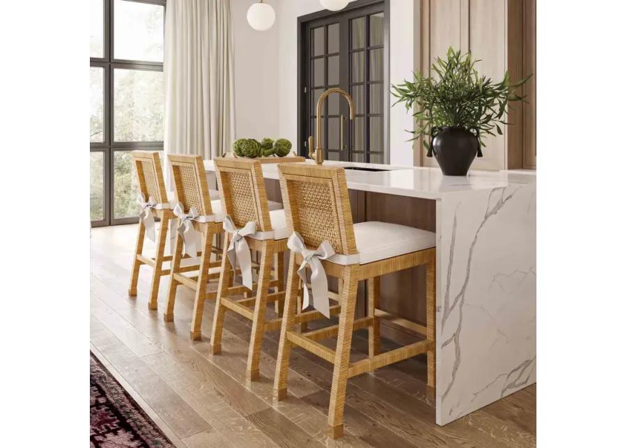 Valentino Rattan Counter Stool - Natural/White Performance