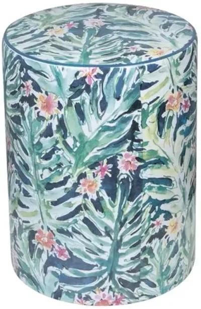 Trey Floral Ceramic Garden Stool - Green/Blue