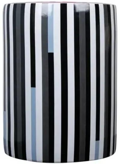 Trey Stripe Ceramic Garden Stool - Black/White