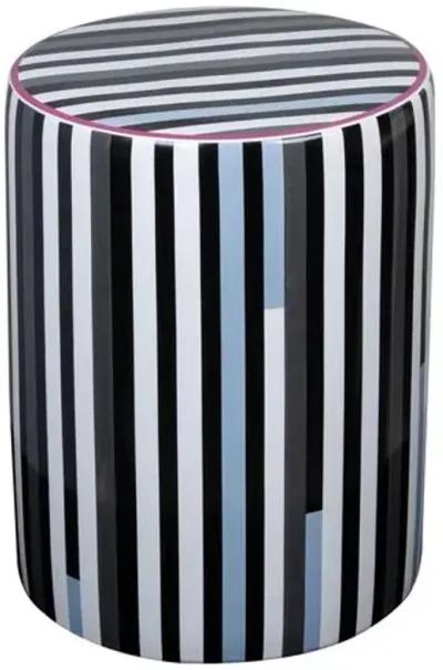 Trey Stripe Ceramic Garden Stool - Black/White