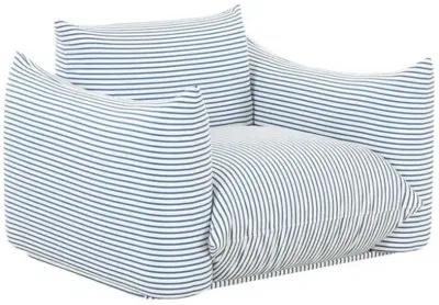 Nora Striped Stuffed Outdoor Armchair - Blue