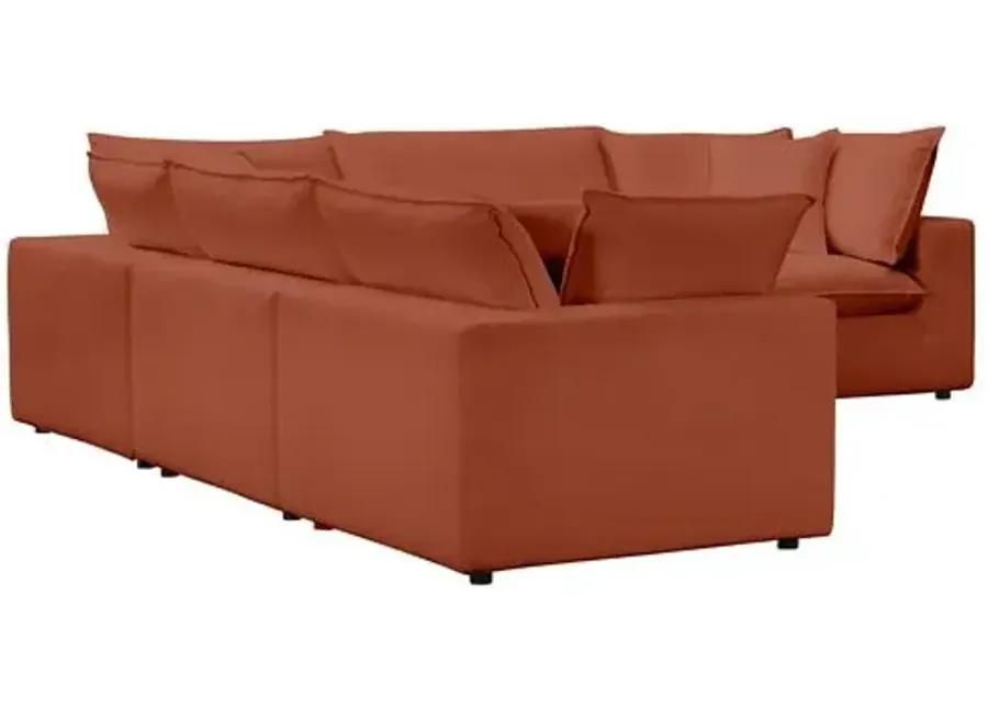 Benji Performance Modular 5-Pc L-Sectional - Red