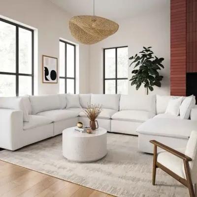 Benji Performance Modular 7-Pc Chaise Sectional - White - Comfortable, Sturdy, Stylish