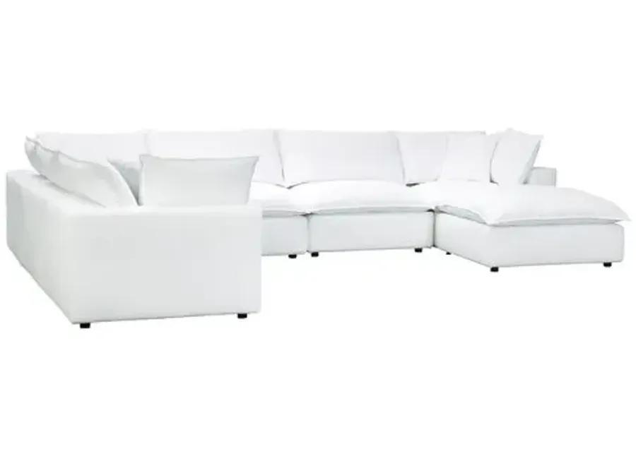 Benji Performance Modular 7-Pc Chaise Sectional - White - Comfortable, Sturdy, Stylish