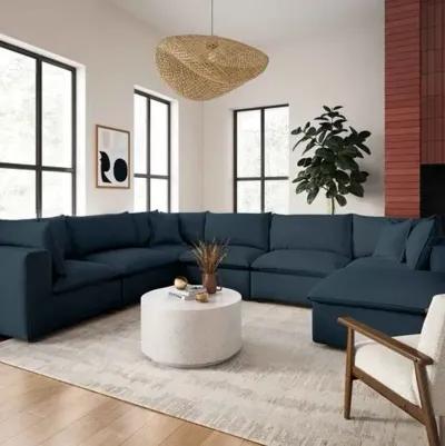 Benji Performance Modular 7-Pc Chaise Sectional - Blue - Comfortable, Sturdy, Stylish