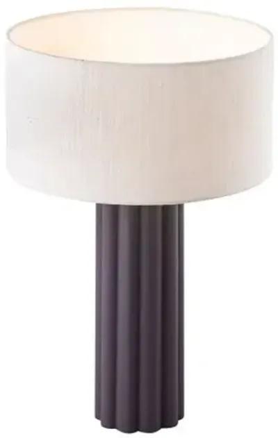 Olive Fluted Table Lamp - Gray