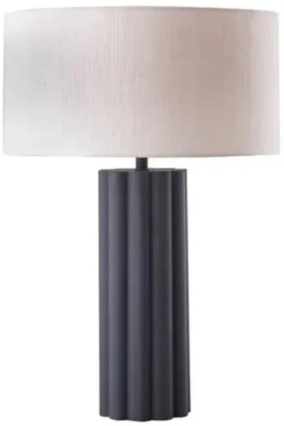 Olive Fluted Table Lamp - Gray