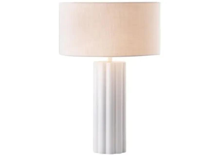 Olive Fluted Table Lamp - White