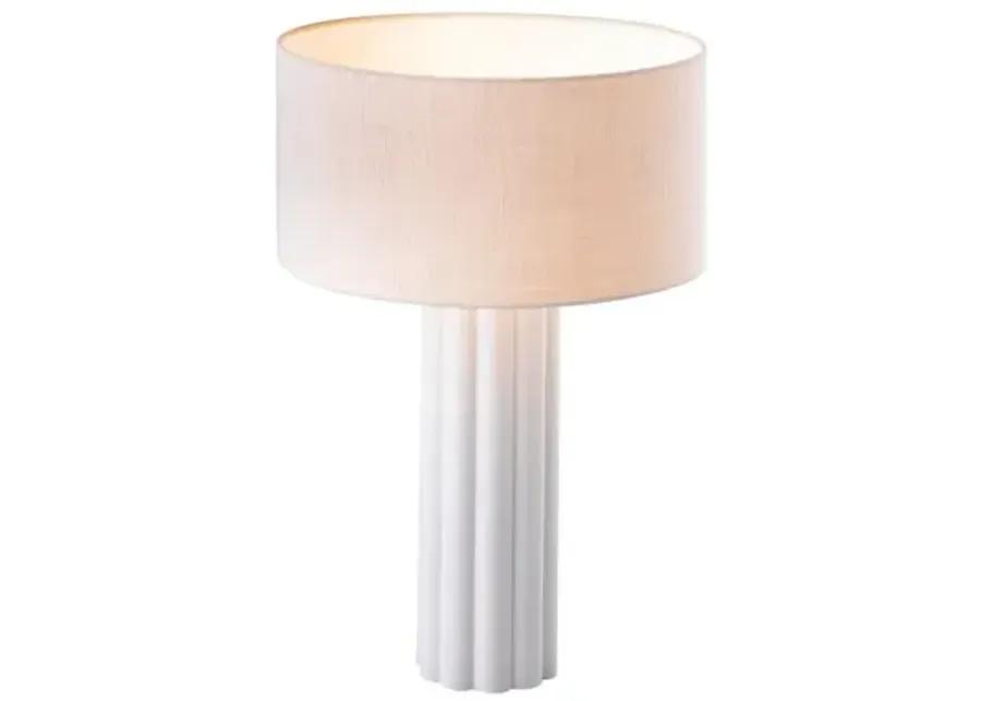 Olive Fluted Table Lamp - White