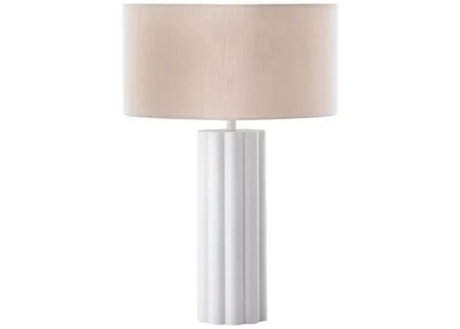 Olive Fluted Table Lamp - White