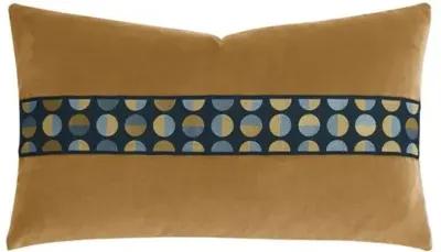 Nova Geometric Border Velvet Lumbar Pillow - Gold/Blue