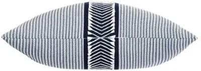 Caspian Chevron Trim Pillow - Blue/White