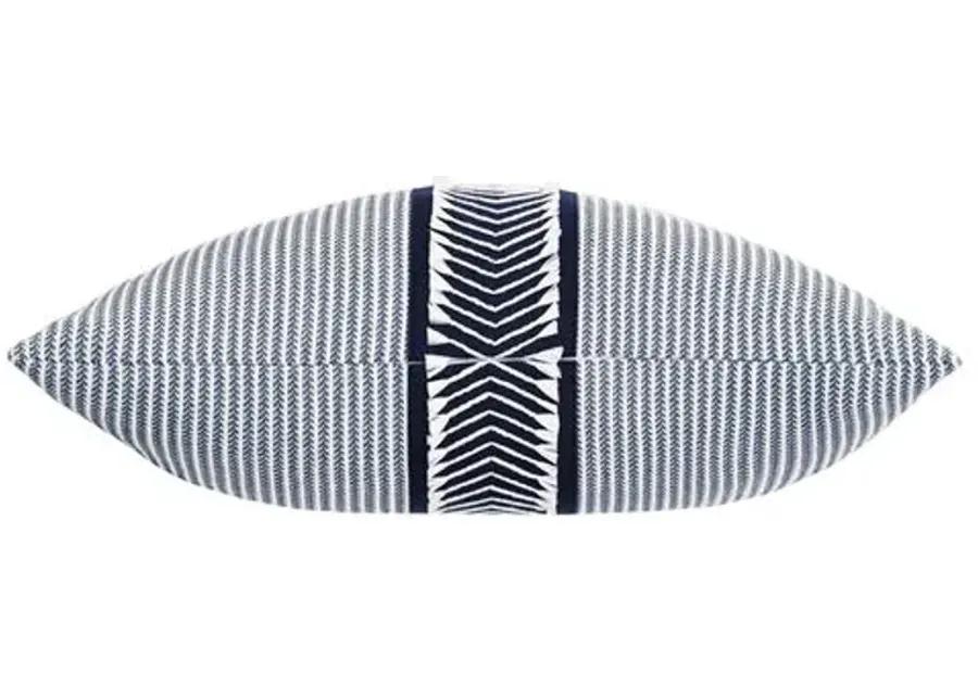 Caspian Chevron Trim Pillow - Blue/White