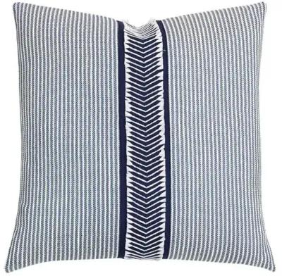 Caspian Chevron Trim Pillow - Blue/White