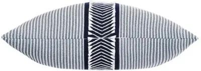 Caspian Chevron Trim Pillow - Blue/White