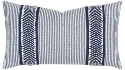 Caspian Chevron Trim Lumbar Pillow - Blue/White