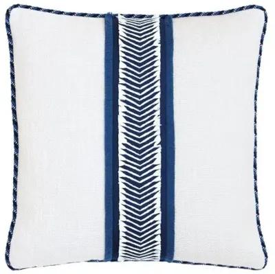 Marina Chevron Trim Pillow - White/Blue