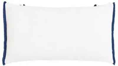 Marina Chevron Trim Lumbar Pillow - White/Blue