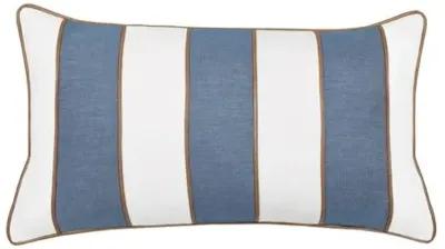 Wave Striped Lumbar Pillow - Blue Denim/White/Brown