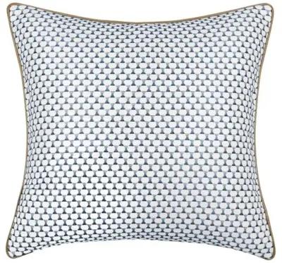 Wave Emroidered Pillow - Blue/White