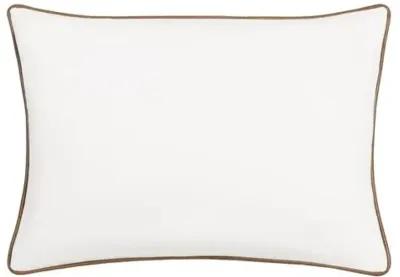 Wave Faux Leather Zipper Pillow - Brown/White