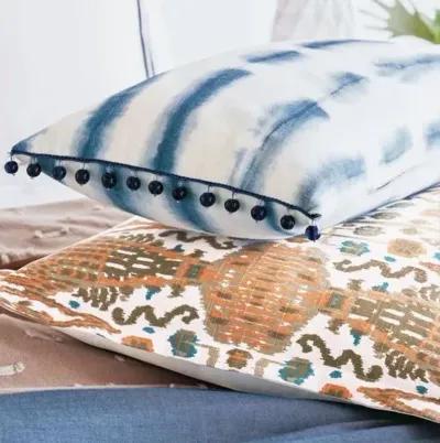 Allegra Abstract Long Lumbar Pillow - Indigo/White