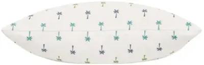 Calypso Emroidered Palm Tree Lumbar Pillow - Blue/Green/White