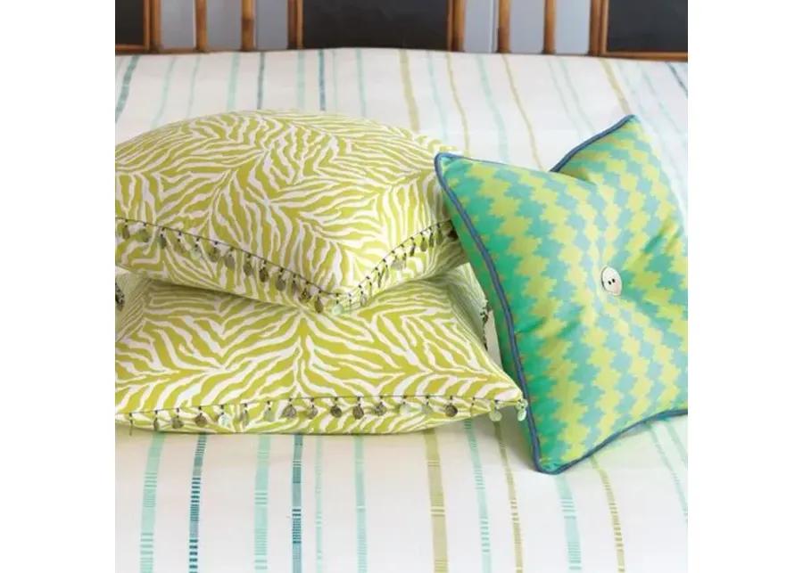 Isla Anima Print Pillow - Chartreuse/White