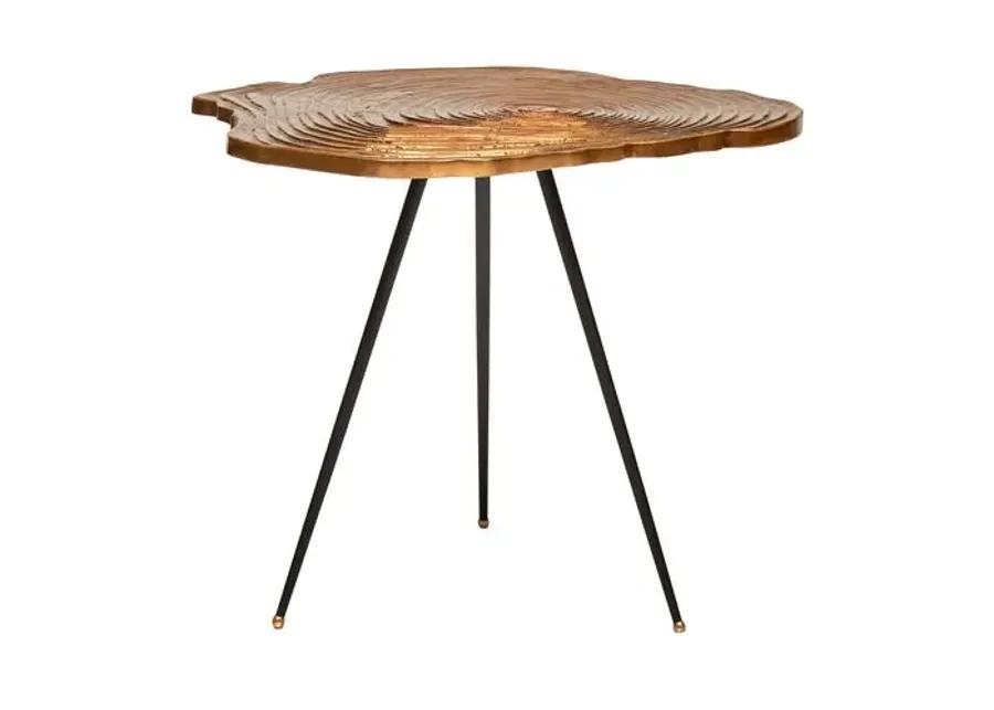 Carla Organic Slab End Table - Cast Aluminum - Handcrafted - Gold