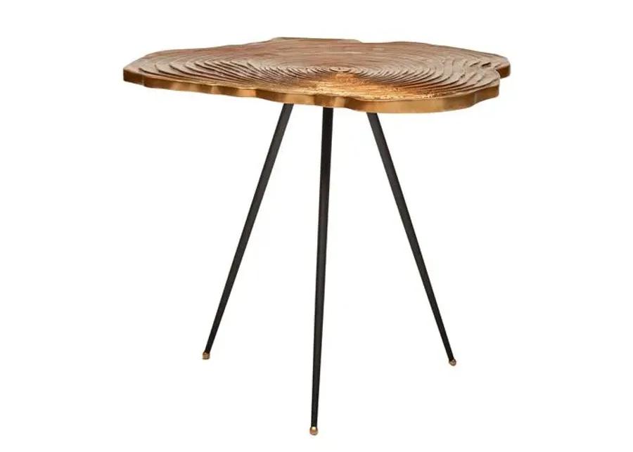 Carla Organic Slab End Table - Cast Aluminum - Handcrafted - Gold