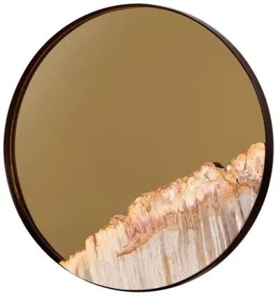 Roxana Petrified Wood Accent Round Wall Mirror