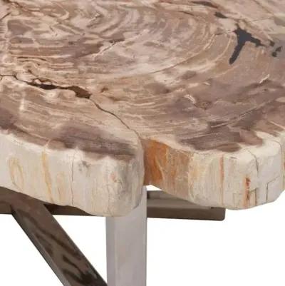 Larza Petrified Wood Round Coffee Table - Brown