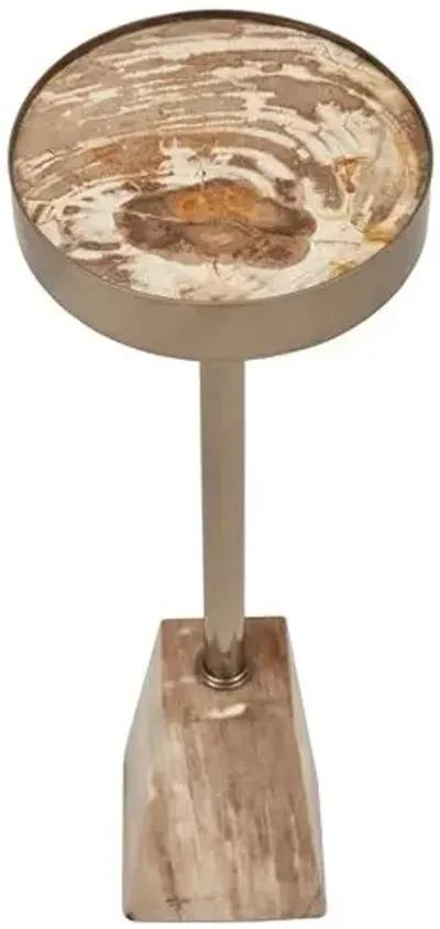 Larza Petrified Wood Drink Table - Brown