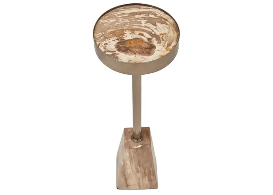 Larza Petrified Wood Drink Table - Brown