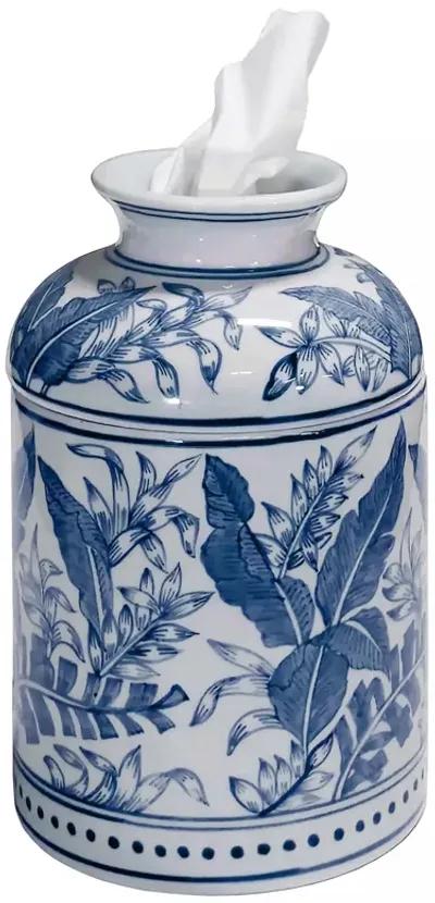 Tropical Leaves Tissue Box - Blue