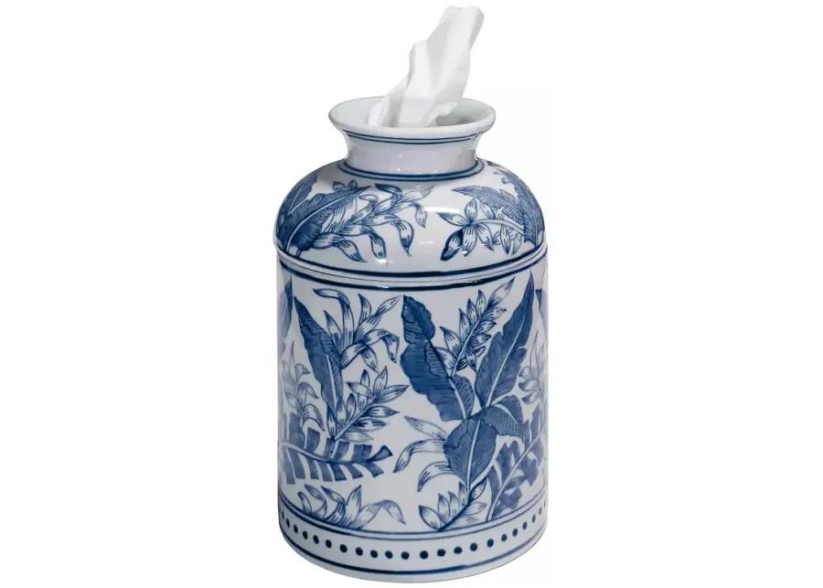 Tropical Leaves Tissue Box - Blue