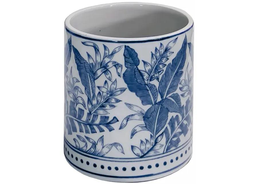 Tropical Leaves Tissue Box - Blue