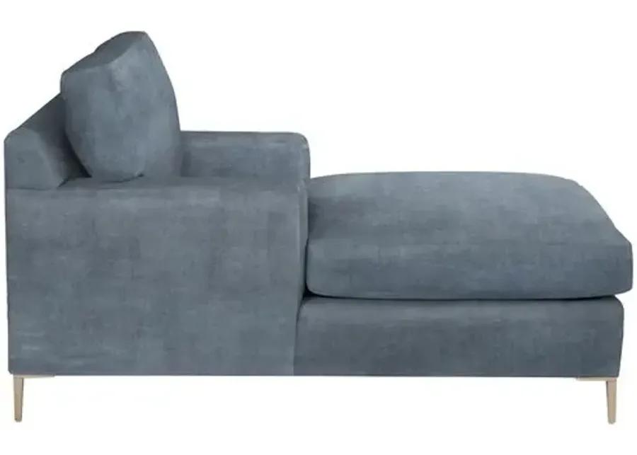 Hinton Chaise - Crypton Velvet - Handcrafted - Blue - Comfortable, Sturdy, Stylish, Eco-Friendly, Eco-Friendly