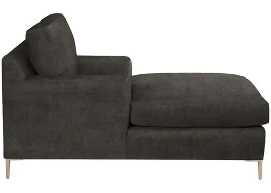 Hinton Chaise - Crypton Velvet - Handcrafted - Gray - Comfortable, Sturdy, Stylish, Eco-Friendly, Eco-Friendly