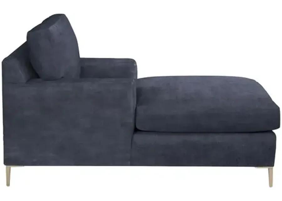 Hinton Chaise - Crypton Velvet - Handcrafted - Blue - Comfortable, Sturdy, Stylish, Eco-Friendly, Eco-Friendly