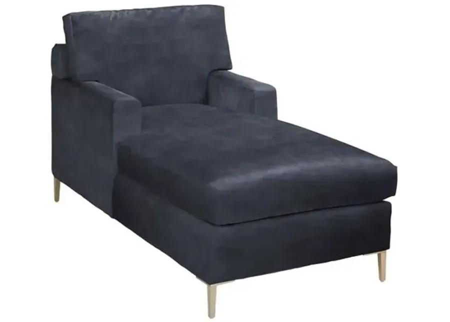 Hinton Chaise - Crypton Velvet - Handcrafted - Blue - Comfortable, Sturdy, Stylish, Eco-Friendly, Eco-Friendly