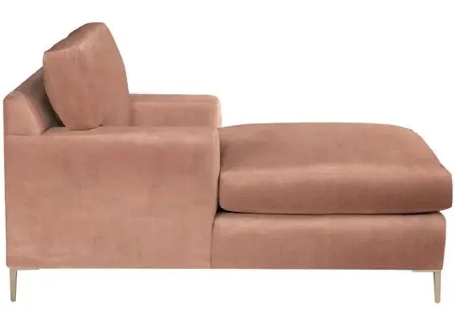 Hinton Chaise - Crypton Velvet - Handcrafted - Pink - Comfortable, Sturdy, Stylish, Eco-Friendly, Eco-Friendly