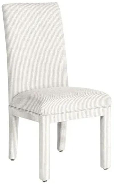 Monroe Side Chair - Inside Out Ticking Stripe - Handcrafted - Ivory