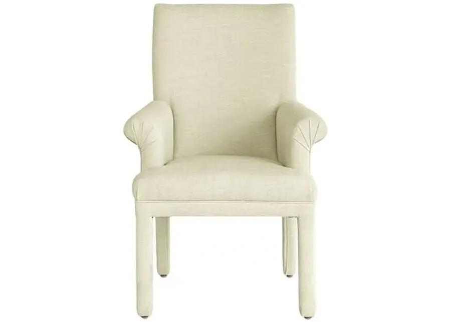 Monroe Armchair - Crypton Linen - Handcrafted - Ivory