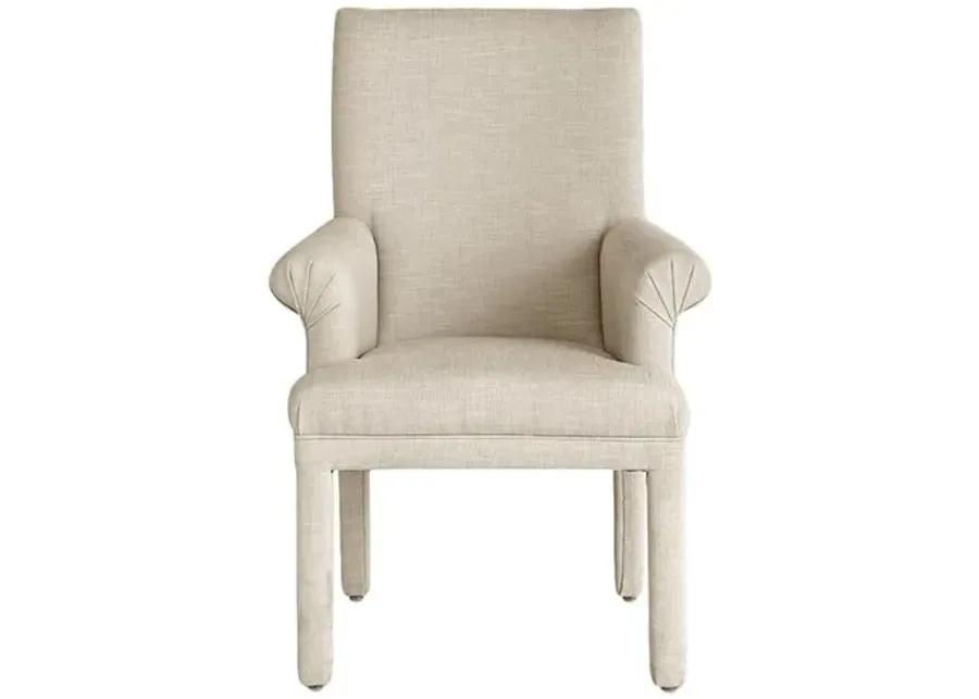 Monroe Armchair - Crypton Linen - Handcrafted - Ivory