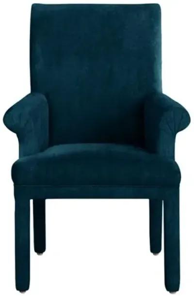 Monroe Armchair - Crypton Velvet - Handcrafted - Blue