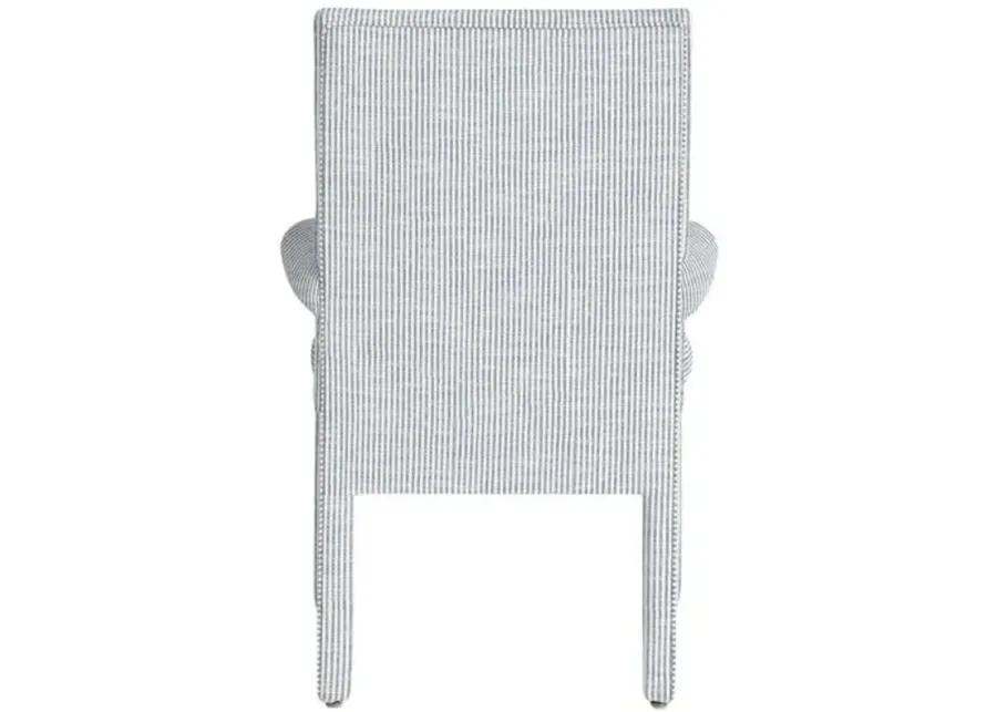 Monroe Armchair - Inside Out Ticking Stripe - Handcrafted - Blue