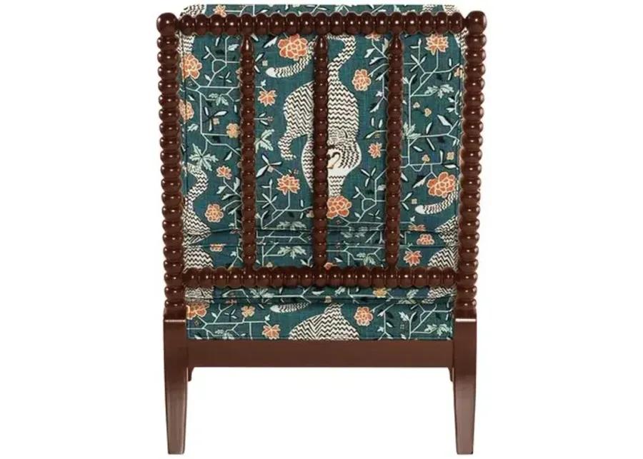 Bankwood Spindle Chair - Tiger Print - Handcrafted - Blue