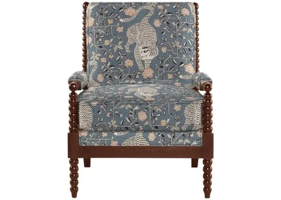 Bankwood Spindle Chair - Tiger Print - Handcrafted - Gray